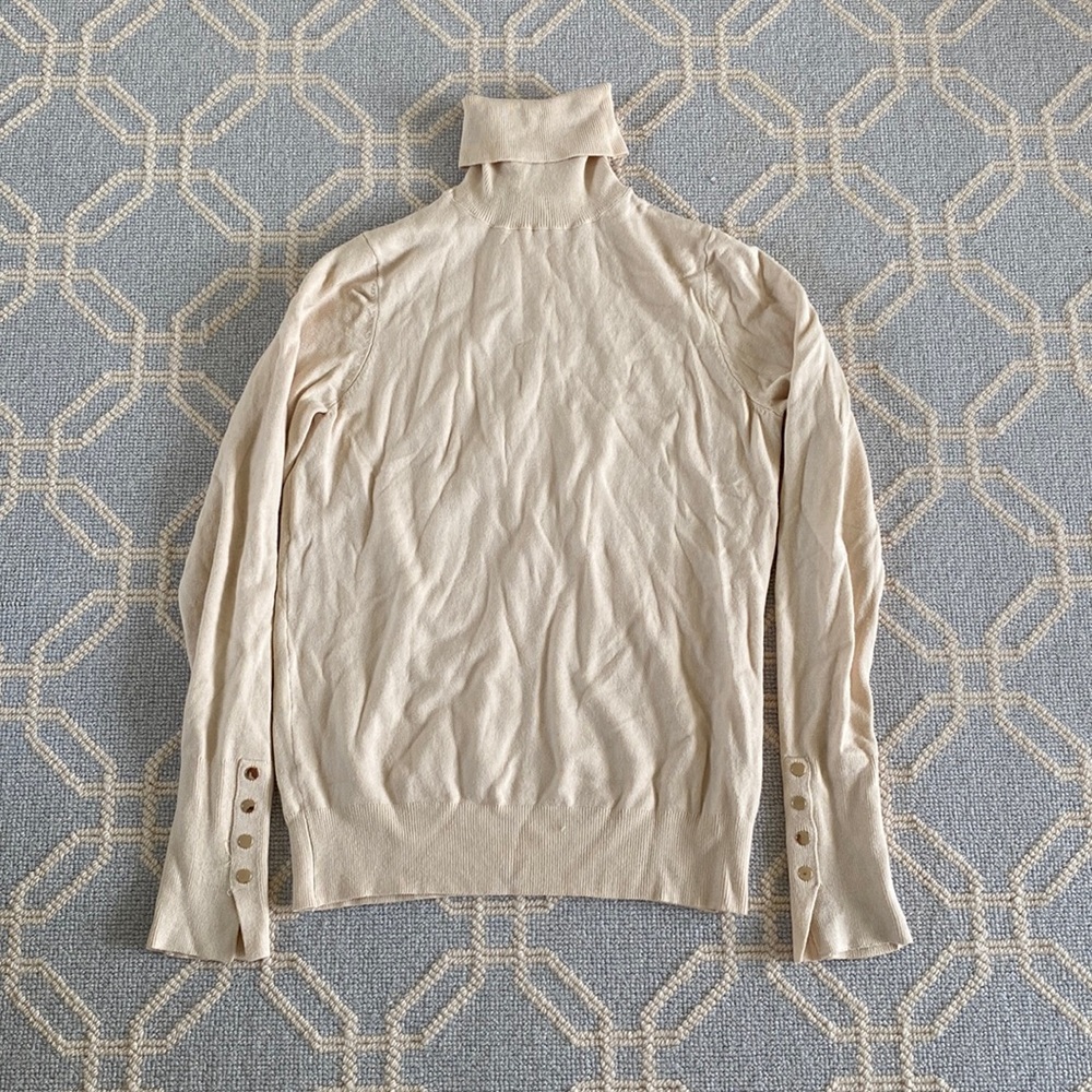 Zara cream turtleneck with button sleeve